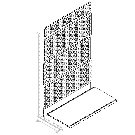 База пристенного перфорированного стеллажа ECO 1250х2250 мм