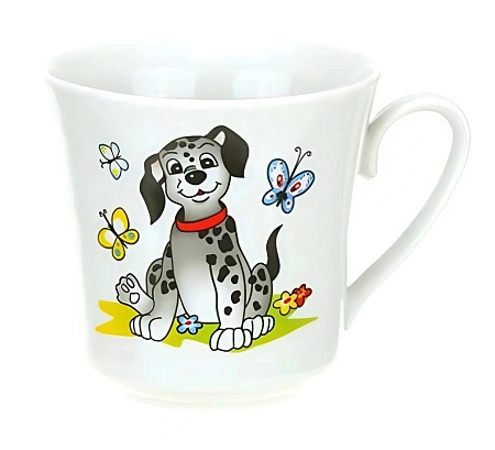 Кружка 250 мл Озорные щенки с ручкой Цилиндрическая