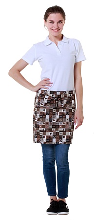 Фартук официанта короткий короткий кофе в квадратах[00303]