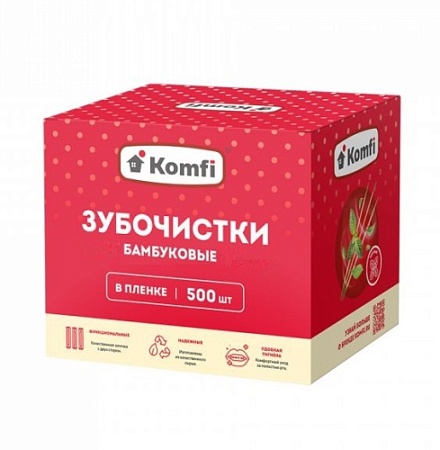 Зубочистки 500 шт (инд.упаковка) бамбуковые Komfi [34595]