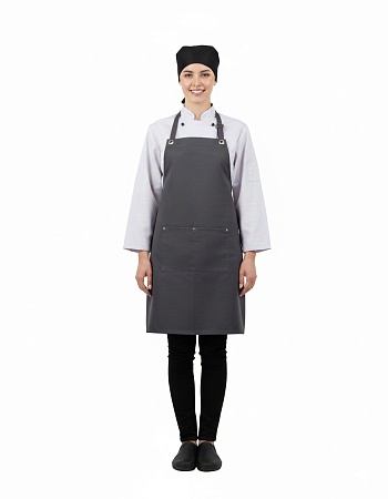 Фартук Х-образными лямками в люверсах серый хлопок