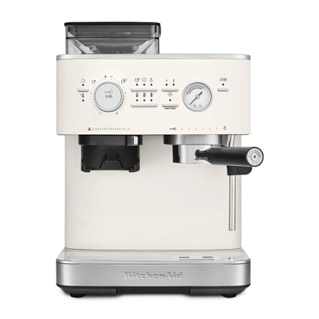 Кофемашина Kitchen Aid полуавтоматическая эспрессо с кофемолкой, фарфорово-белый
