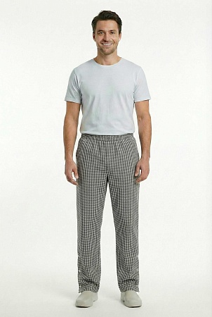 Брюки повара летние в клетку [00201 р.58] с кнопками