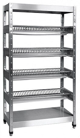 Кухонный стеллаж Abat ССТ-4-2, (400х1000 мм) 140 тарелок,вся нерж. с лотком для сбора воды