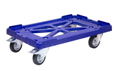 Тележка 625х420х175 мм ПЭНД резиновые колеса с тормозом [508-3]