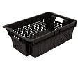 Ящик 600х400х200 мм перфорированный для овощей и фруктов ПЭНД  [102, 28422] черный