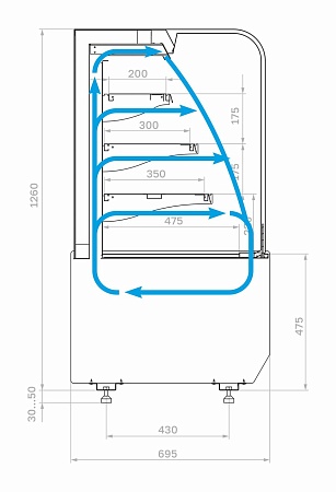 Витрина холодильная Полюс KR70 VM 0,6-2 STANDARD открытая, горка (9005-0109)