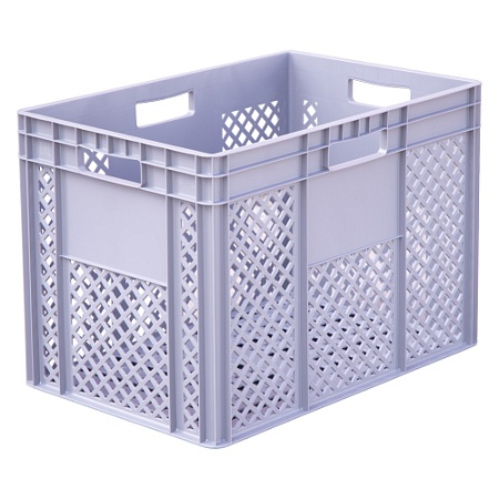 Ящик полимерный 600х400х420 мороз. стенки перфо, дно перфо, 4 открытые ручки [32630]